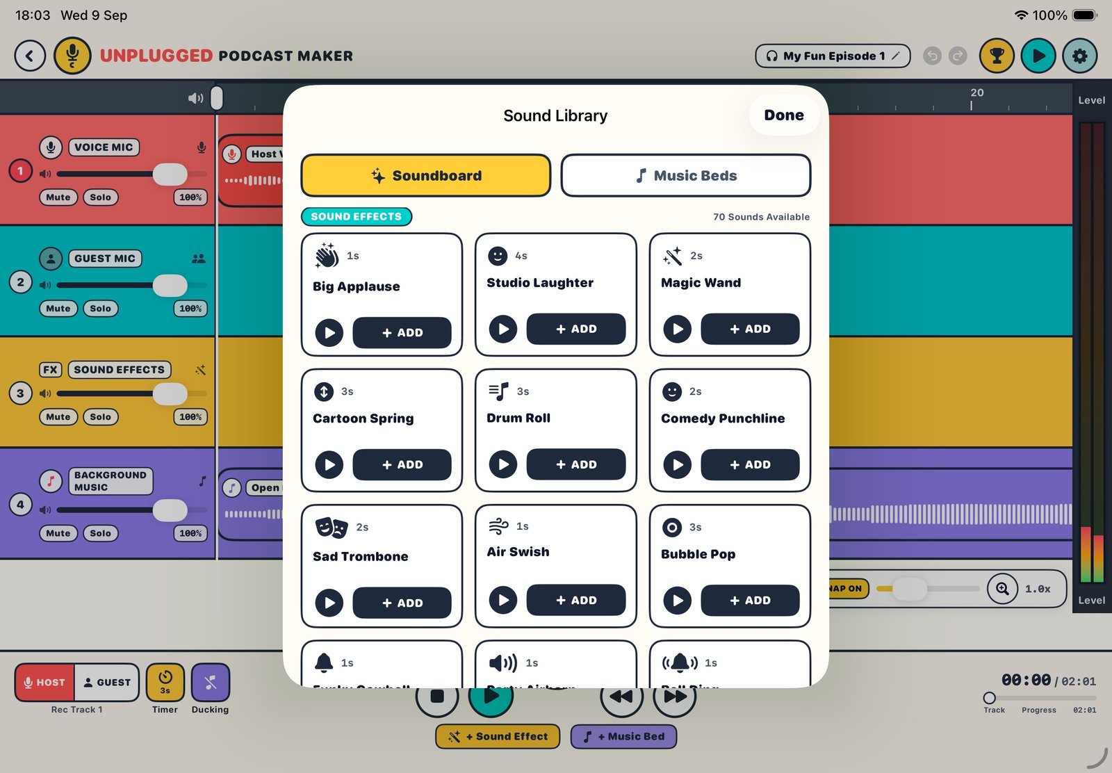 Unplugged Podcast Maker Soundboard & Voice Effects